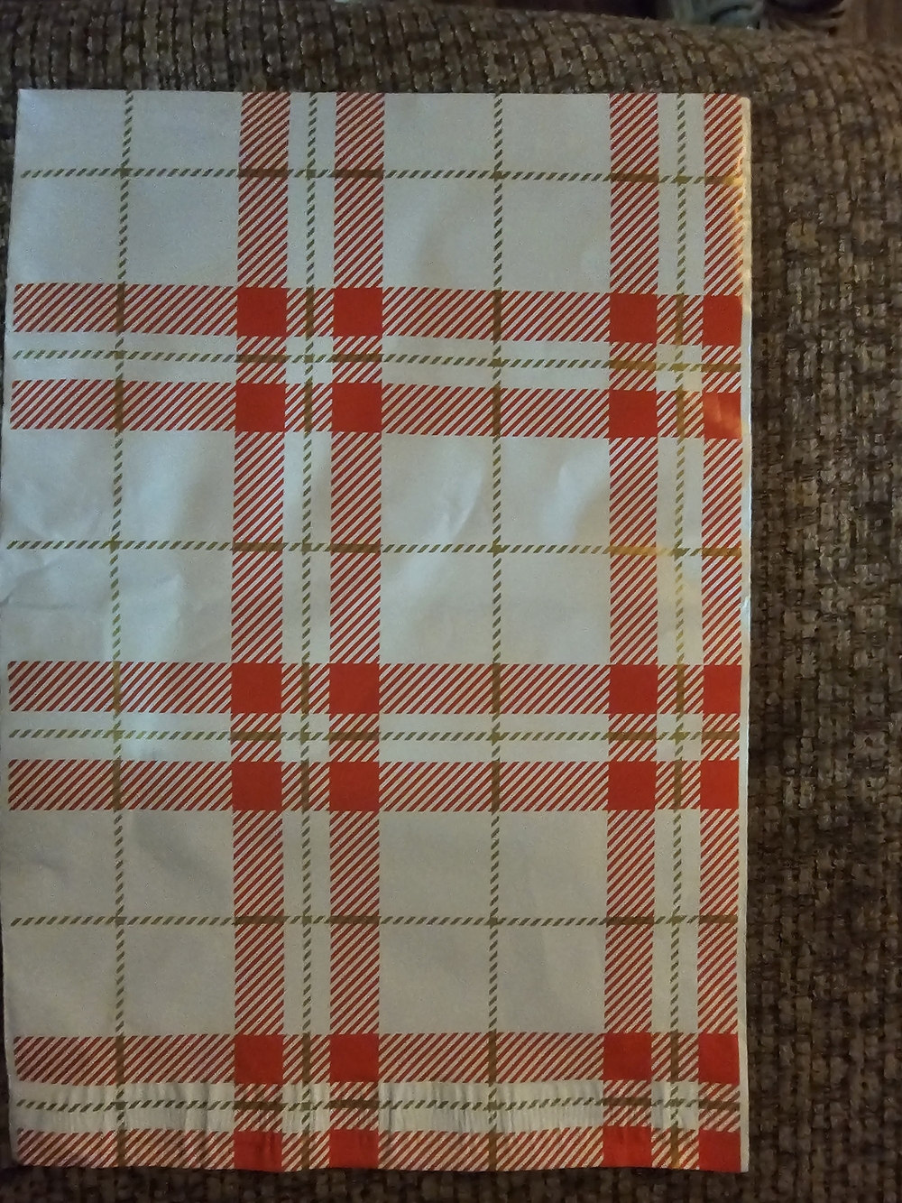 Red and Cream Plaid Shipping Mailer - Home Office Envelope Christmas Holidays